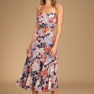 Floating through flowers Multi floral two piece midi dress